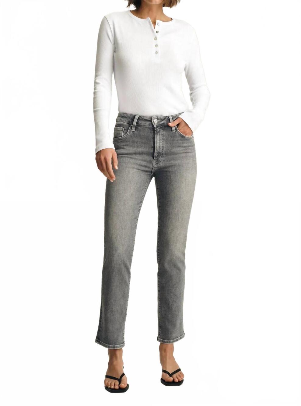 NEW MAVI kendra straight jeans in grey flex blue